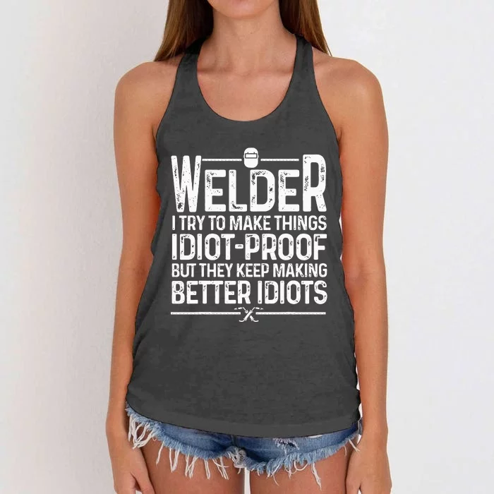 Funny Welder Art For Wo TIGMIG Welding Steel Lovers Women's Knotted Racerback Tank