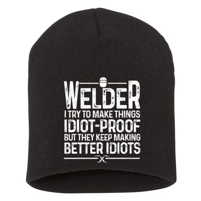 Funny Welder Art For Wo TIGMIG Welding Steel Lovers Short Acrylic Beanie