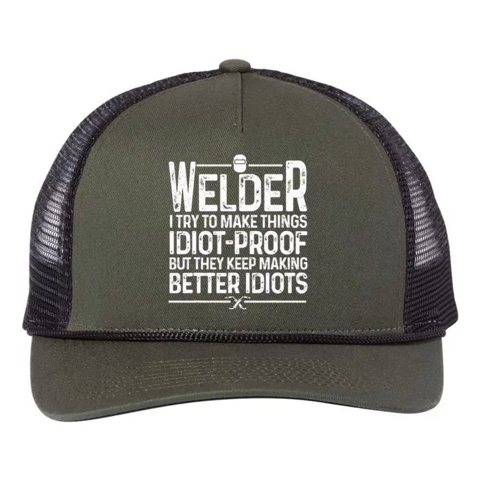 Funny Welder Art For Wo TIGMIG Welding Steel Lovers Retro Rope Trucker Hat Cap