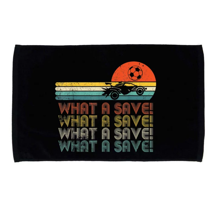 Funny What A Save Vintage Retro Rocket Soccer Car League Microfiber Hand Towel