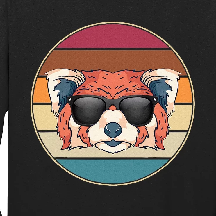 Funny Wild Animal Zoo Keeper Gift Retro Sunglasses Red Panda Long Sleeve Shirt