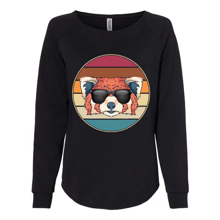 Funny Wild Animal Zoo Keeper Gift Retro Sunglasses Red Panda Womens California Wash Sweatshirt