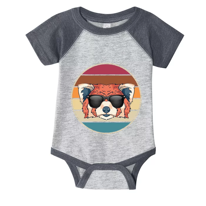 Funny Wild Animal Zoo Keeper Gift Retro Sunglasses Red Panda Infant Baby Jersey Bodysuit