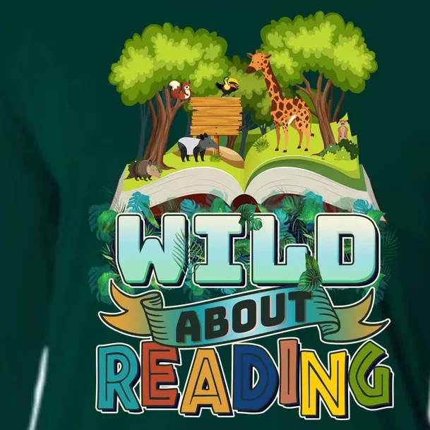 Funny Wild About Reading Book Lover Reading Fan Cooling Performance Long Sleeve Crew