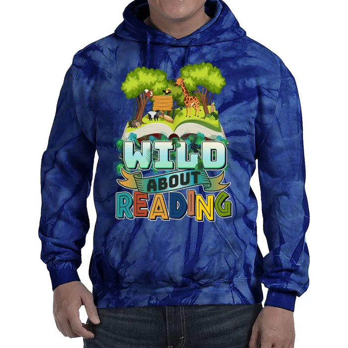 Funny Wild About Reading Book Lover Reading Fan Tie Dye Hoodie