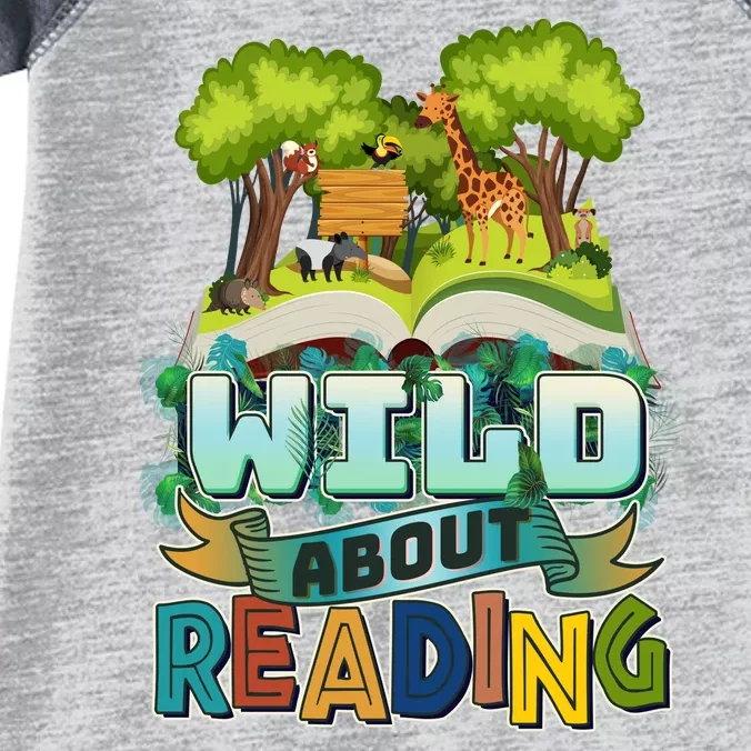 Funny Wild About Reading Book Lover Reading Fan Infant Baby Jersey Bodysuit