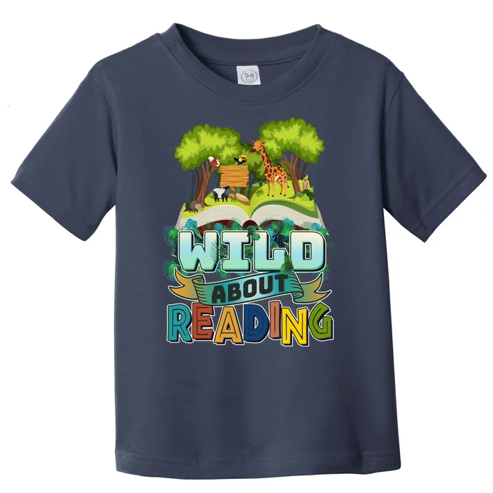 Funny Wild About Reading Book Lover Reading Fan Toddler T-Shirt