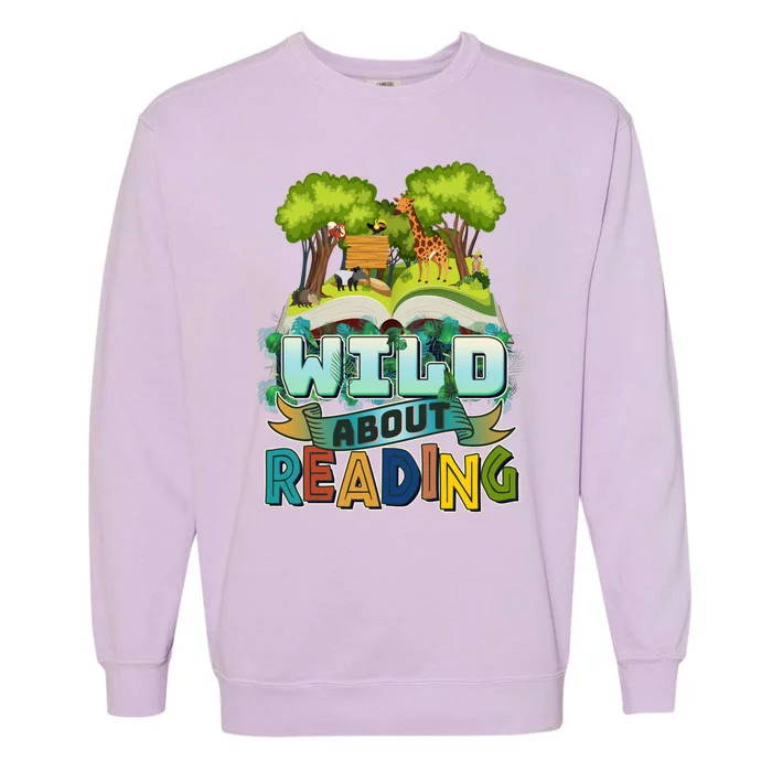 Funny Wild About Reading Book Lover Reading Fan Garment-Dyed Sweatshirt