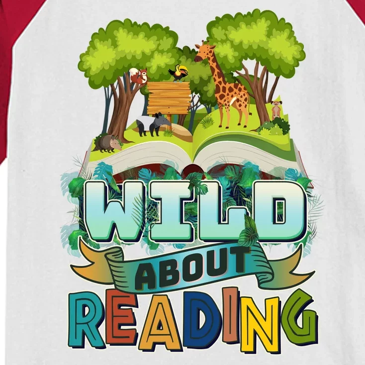 Funny Wild About Reading Book Lover Reading Fan Kids Colorblock Raglan Jersey