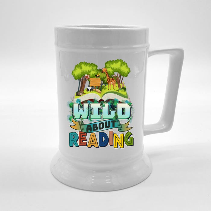 Funny Wild About Reading Book Lover Reading Fan Front & Back Beer Stein