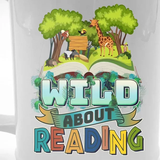 Funny Wild About Reading Book Lover Reading Fan Front & Back Beer Stein