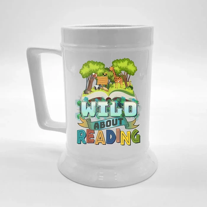 Funny Wild About Reading Book Lover Reading Fan Front & Back Beer Stein