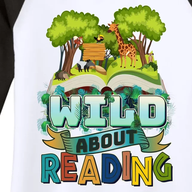 Funny Wild About Reading Book Lover Reading Fan Women's Tri-Blend 3/4-Sleeve Raglan Shirt