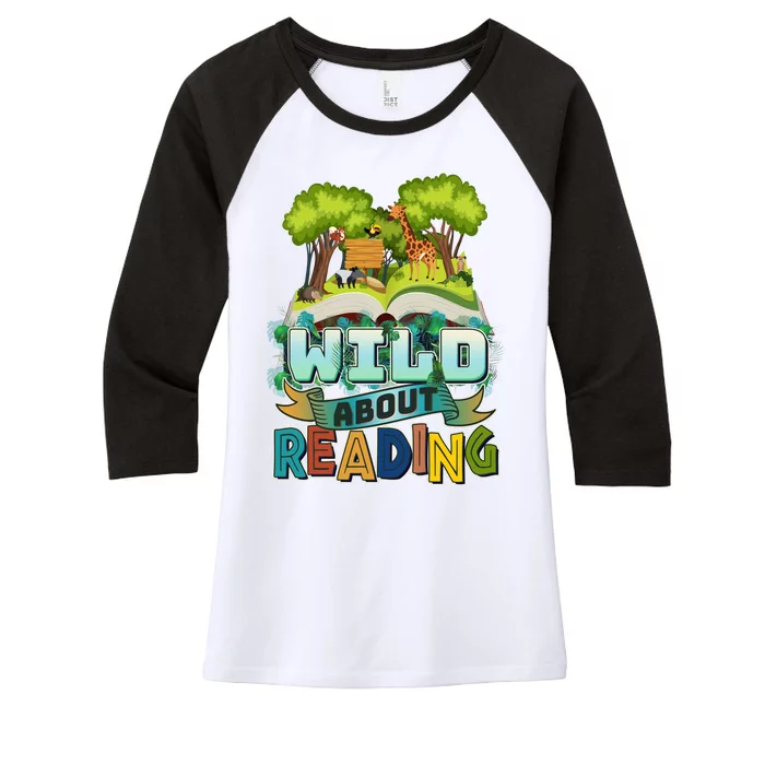 Funny Wild About Reading Book Lover Reading Fan Women's Tri-Blend 3/4-Sleeve Raglan Shirt