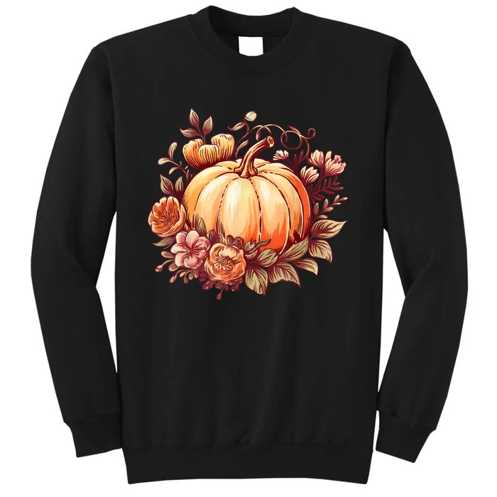 Fall Women Autumn Pumpkin Graphic Vintage Thanksgiving Tall Sweatshirt