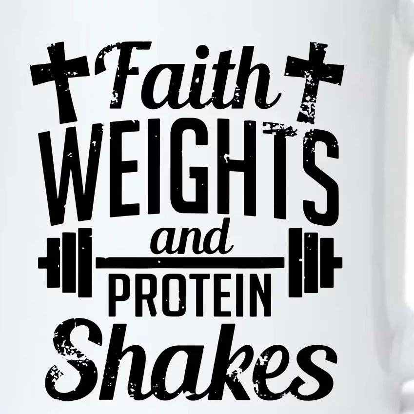 Faith Weights And Protein Shakes Black Color Changing Mug