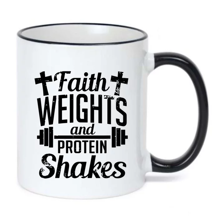 Faith Weights And Protein Shakes Black Color Changing Mug