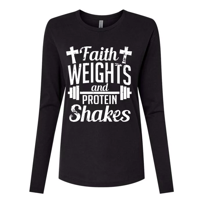 Faith Weights And Protein Shakes Womens Cotton Relaxed Long Sleeve T-Shirt