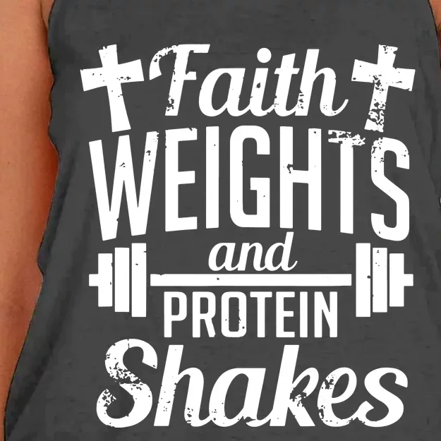 Faith Weights And Protein Shakes Women's Knotted Racerback Tank