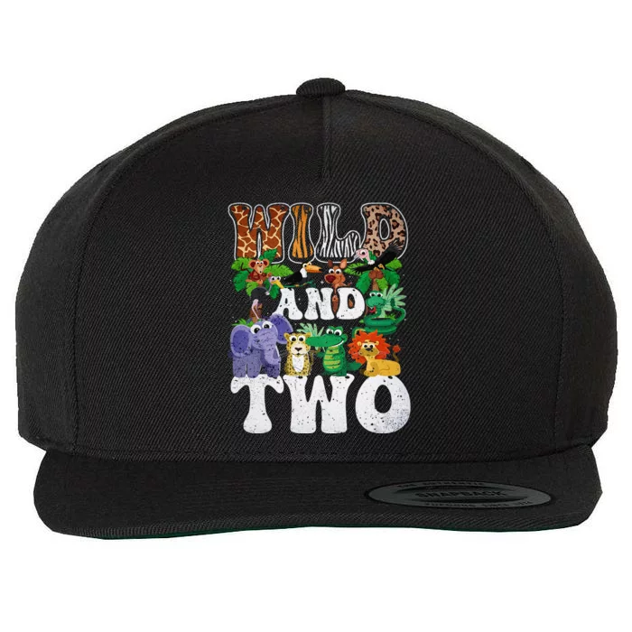 Funny Wild And Two Zoo Theme Birthday Safari Jungle Wool Snapback Cap