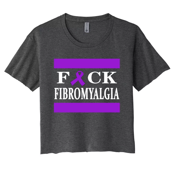 Fibromyalgia Warrior Awareness Purple Ribbon Gift Meaningful Gift Women's Crop Top Tee