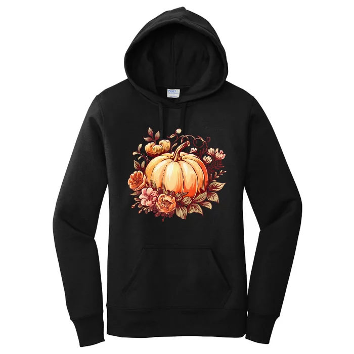 Fall Women Autumn Pumpkin Graphic Vintage Thanksgiving Women's Pullover Hoodie