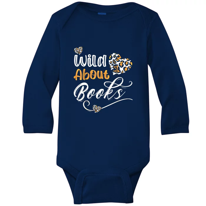 Funny Wild About Books Leopard I Love Reading Book Funny Gift Baby Long Sleeve Bodysuit