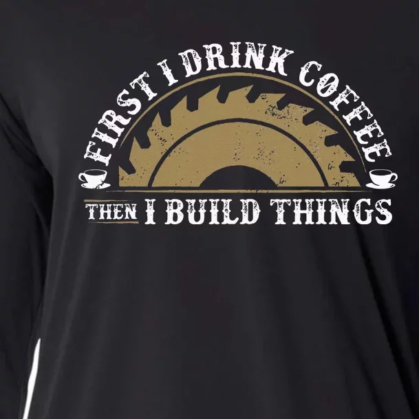 Funny Woodworking and Coffee Carpenter Cooling Performance Long Sleeve Crew