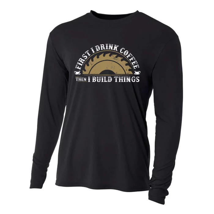 Funny Woodworking and Coffee Carpenter Cooling Performance Long Sleeve Crew