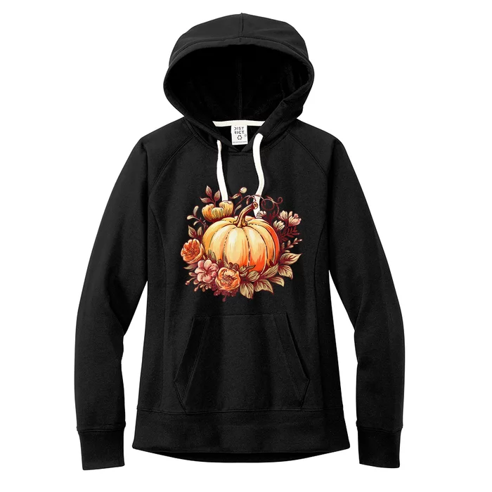 Fall Women Autumn Pumpkin Graphic Vintage Thanksgiving Women's Fleece Hoodie