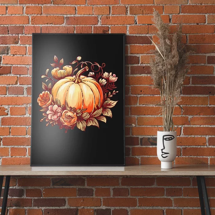 Fall Women Autumn Pumpkin Graphic Vintage Thanksgiving Poster