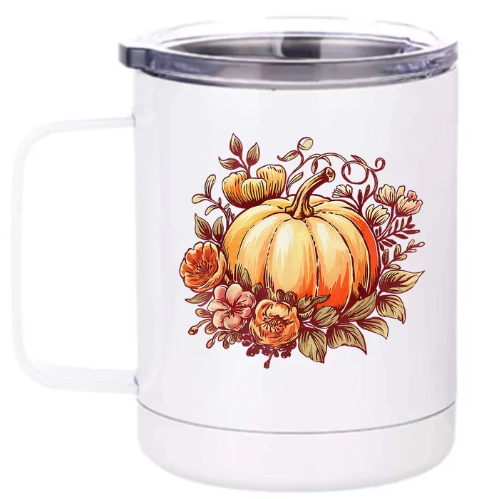 Fall Women Autumn Pumpkin Graphic Vintage Thanksgiving Front & Back 12oz Stainless Steel Tumbler Cup