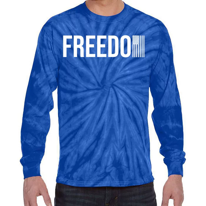 Freedom With American Flag Cool Gift Tie-Dye Long Sleeve Shirt