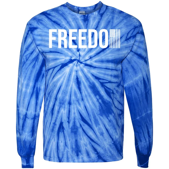 Freedom With American Flag Cool Gift Tie-Dye Long Sleeve Shirt