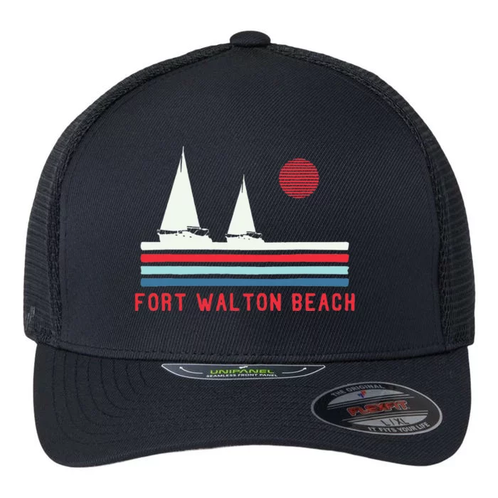 Fort Walton Beach Fl Sailboat Vintage 80s Flexfit Unipanel Trucker Cap