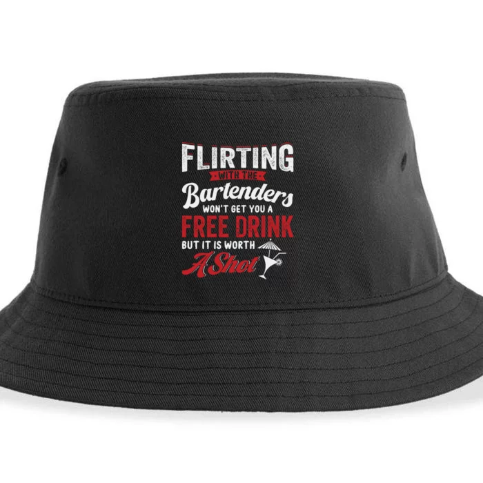 Flirting With Bartenders Funny Bartending Fathers Day Sustainable Bucket Hat