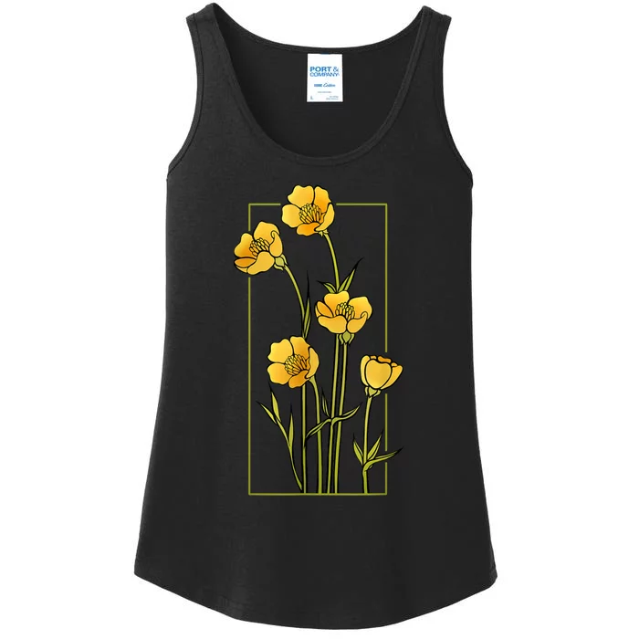 Floral Wildflower Bulbous Crowfoot Buttercup Flower Ladies Essential Tank