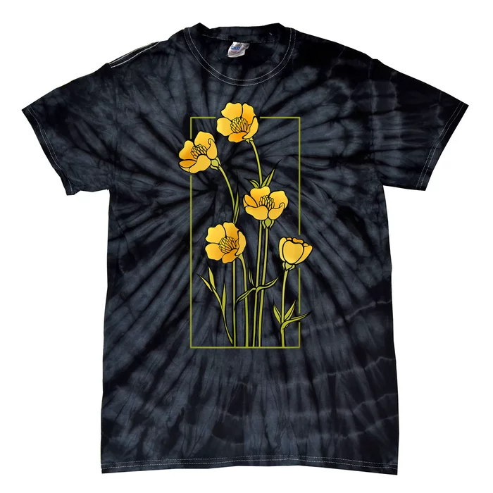 Floral Wildflower Bulbous Crowfoot Buttercup Flower Tie-Dye T-Shirt