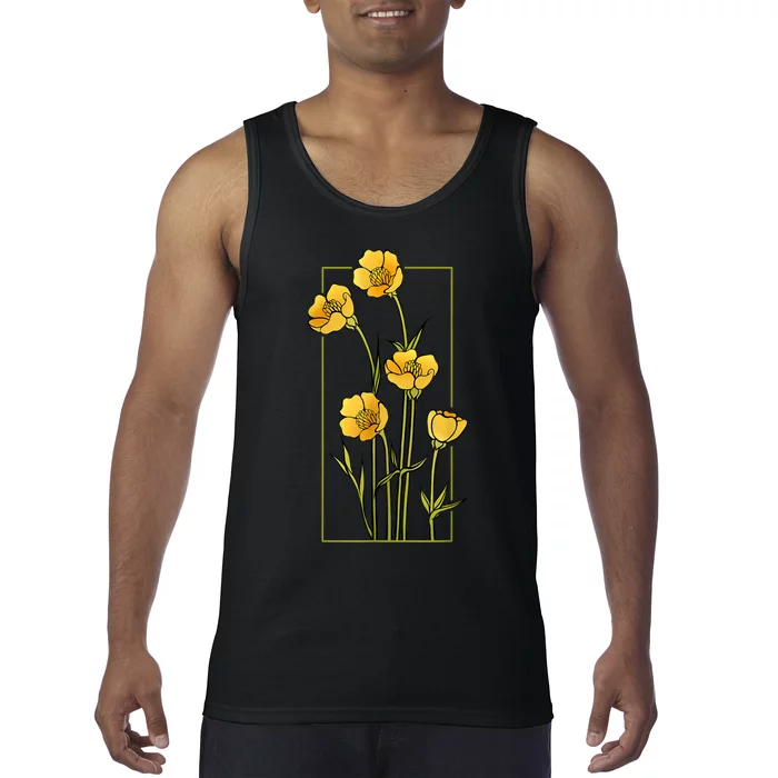 Floral Wildflower Bulbous Crowfoot Buttercup Flower Tank Top