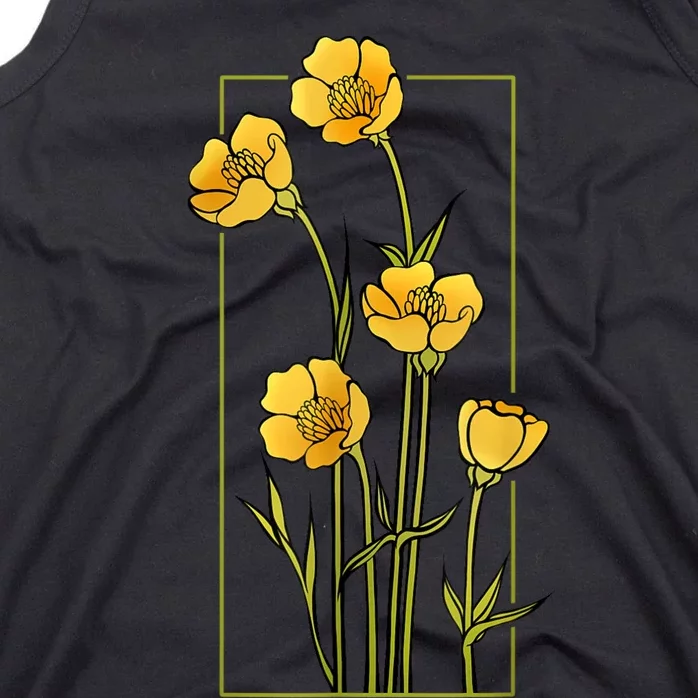 Floral Wildflower Bulbous Crowfoot Buttercup Flower Tank Top