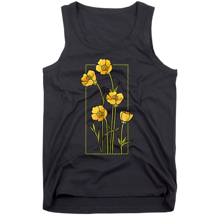 Floral Wildflower Bulbous Crowfoot Buttercup Flower Tank Top