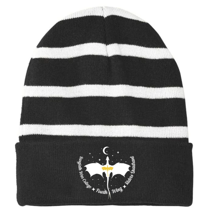 Fourth Wing Basgiath Fantasy Romantasy Dragons Yarros Striped Beanie with Solid Band