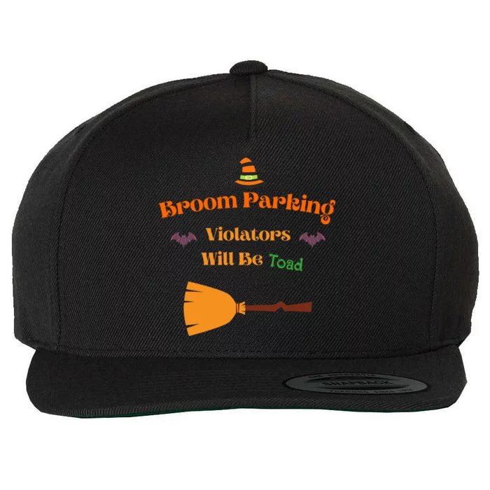 Funny Witch Broom Parking Meaningful Gift Wool Snapback Cap