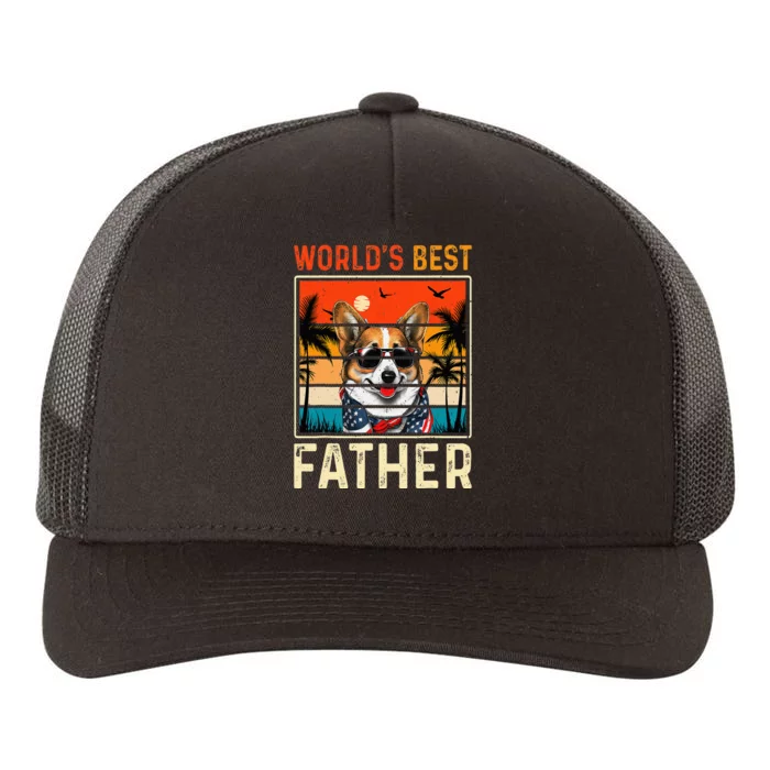 funny worlds best father retro fathers day dog dad Yupoong Adult 5-Panel Trucker Hat