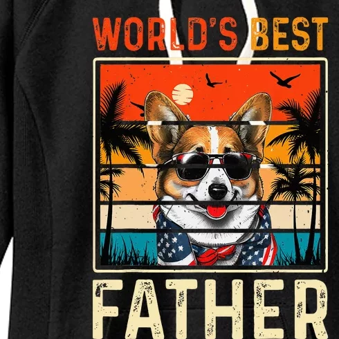 funny worlds best father retro fathers day dog dad Women's Fleece Hoodie