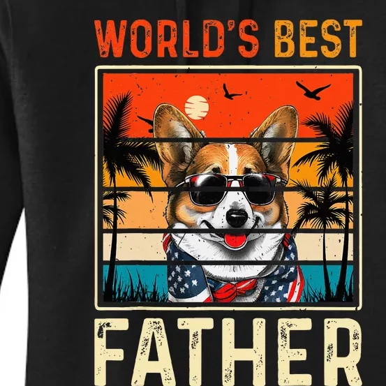 funny worlds best father retro fathers day dog dad Women's Pullover Hoodie