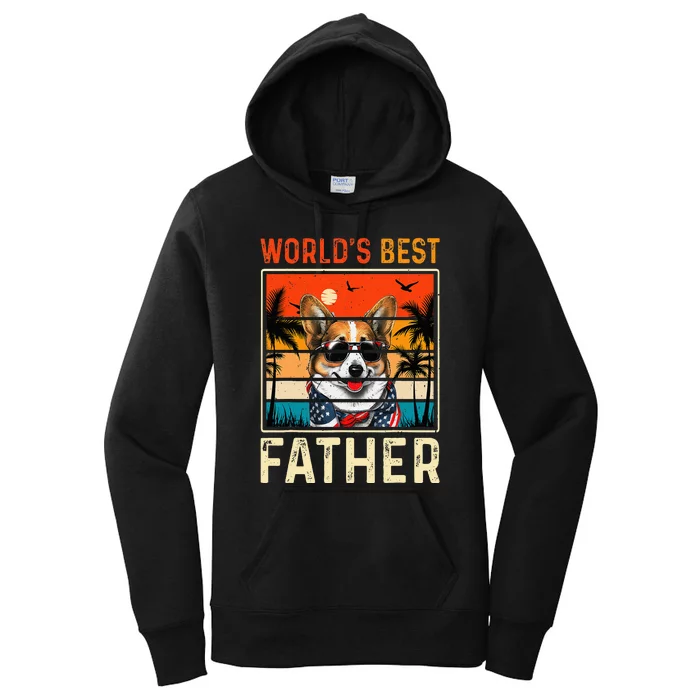 funny worlds best father retro fathers day dog dad Women's Pullover Hoodie