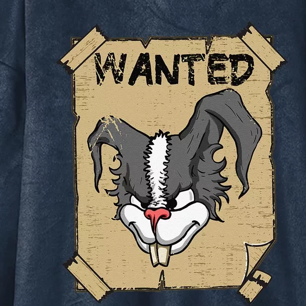 Funny Wanted Bad Rabbit Retro Wanted Poster Angry Bunny Hooded Wearable Blanket