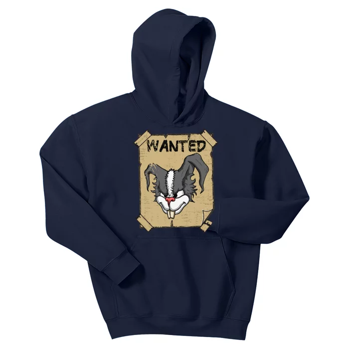 Funny Wanted Bad Rabbit Retro Wanted Poster Angry Bunny Kids Hoodie