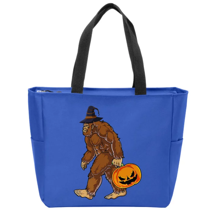 Funny Witch Bigfoot Pumpkin Halloween Costume Zip Tote Bag